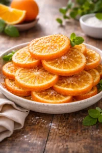 Delicious homemade candied oranges in a glass jar