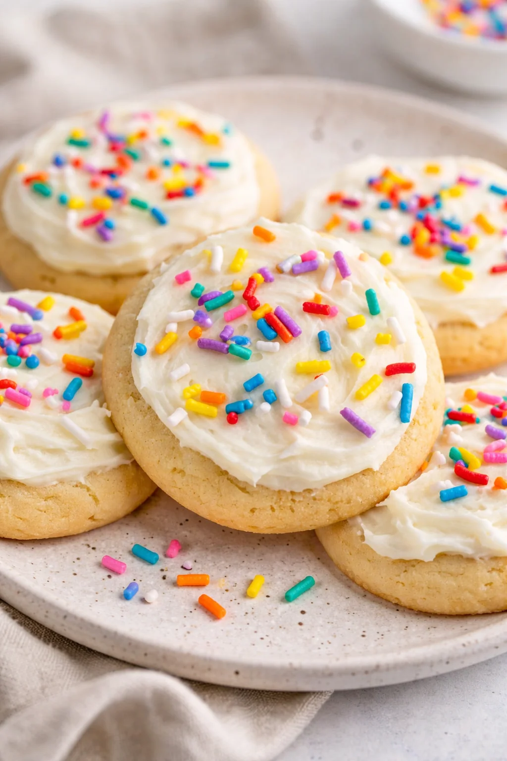 Delicious dreamy frosting on beautifully decorated sugar cookies