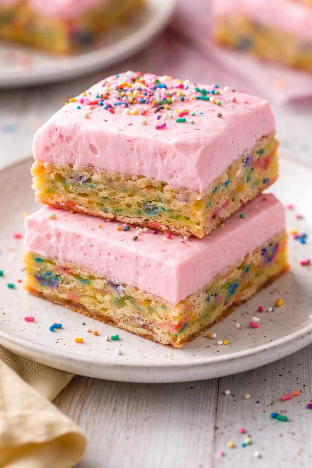 Delicious frosted sugar cookie bars topped with colorful icing