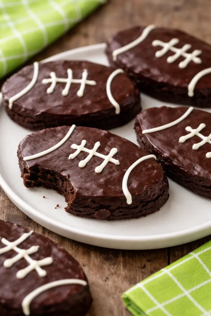 Fudgy football brownies decorated for game day