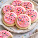Delicious soft frosted sugar cookies with colorful icing