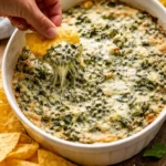 Delicious Spinach Artichoke Dip served in a bowl with fresh vegetables