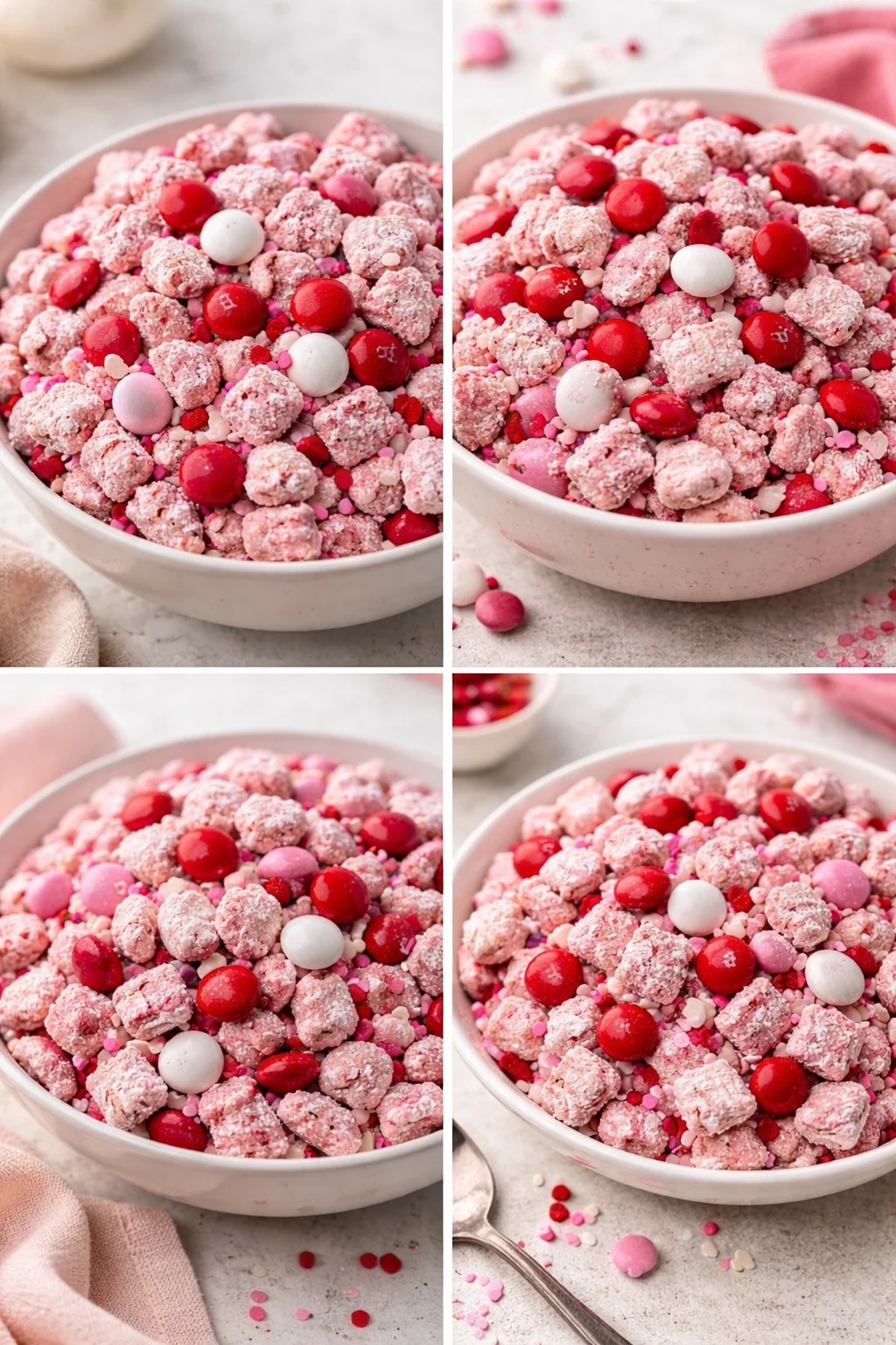 Valentine's Day themed Muddy Buddies dessert treat