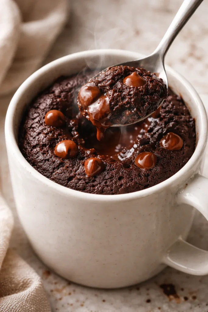Best brownie in a mug prepared with rich chocolate and served in a mug