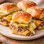 Big Mac sliders served on a platter with lettuce and cheese