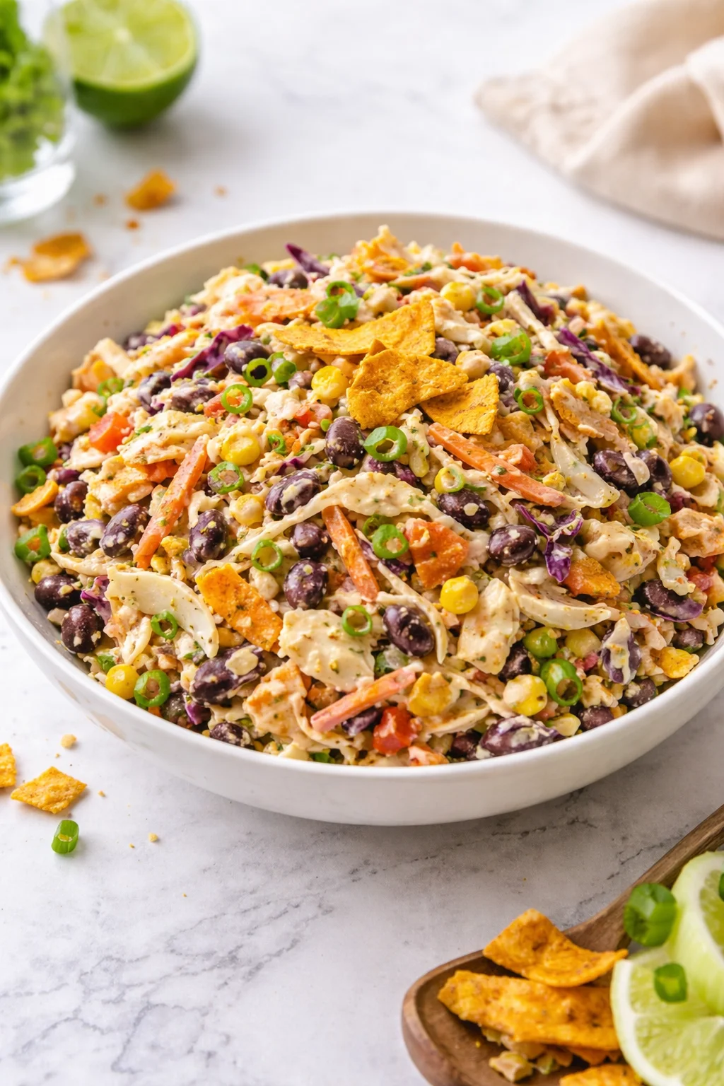 Colorful bowl of bold flavor-packed coleslaw with fresh vegetables