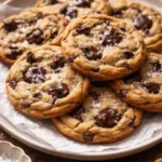 Delicious brown butter chocolate chip cookies freshly baked and ready to enjoy.