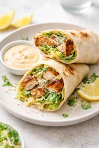 Delicious Chicken Caesar Wraps with grilled chicken and fresh lettuce