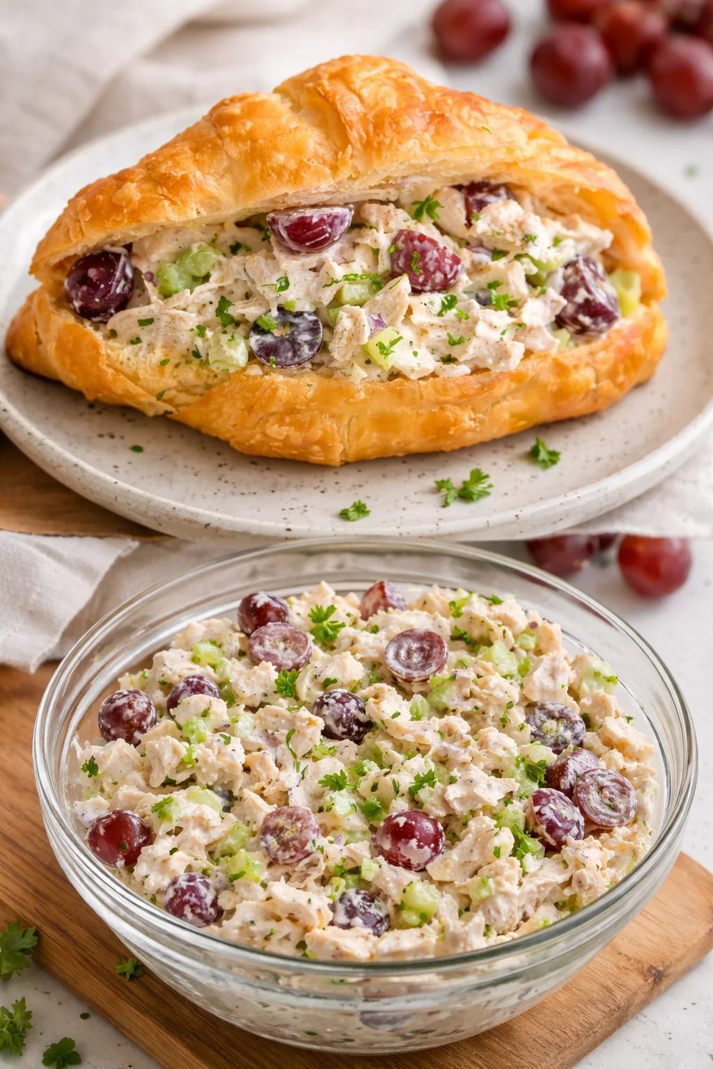 Delicious chicken salad sandwich with fresh ingredients on a plate