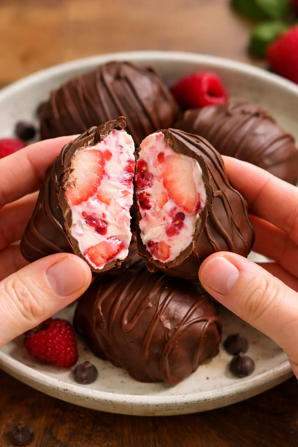 Chocolate Strawberry Yogurt Clusters - a delicious and healthy snack.