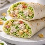 Chopped Chicken Caesar Salad Wrap with fresh ingredients and creamy dressing