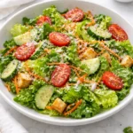 Classic house salad with fresh vegetables and dressing
