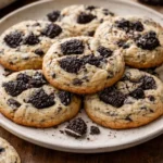 Freshly baked Cookies and Cream Cookies on a plate