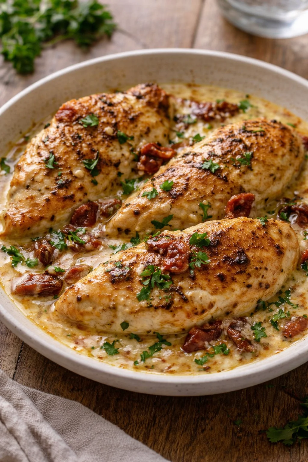 Crock Pot Marry Me Chicken recipe with creamy sauce and herbs