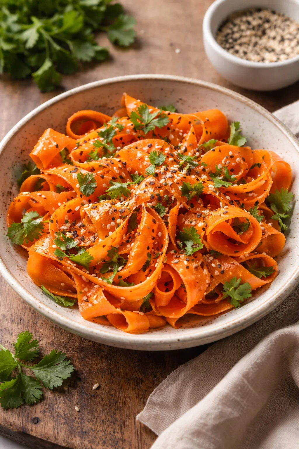 Crunchy TikTok carrot salad with fresh vegetables and dressing