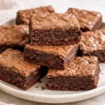 Fudgy brownies made from an easy brownie recipe on a plate