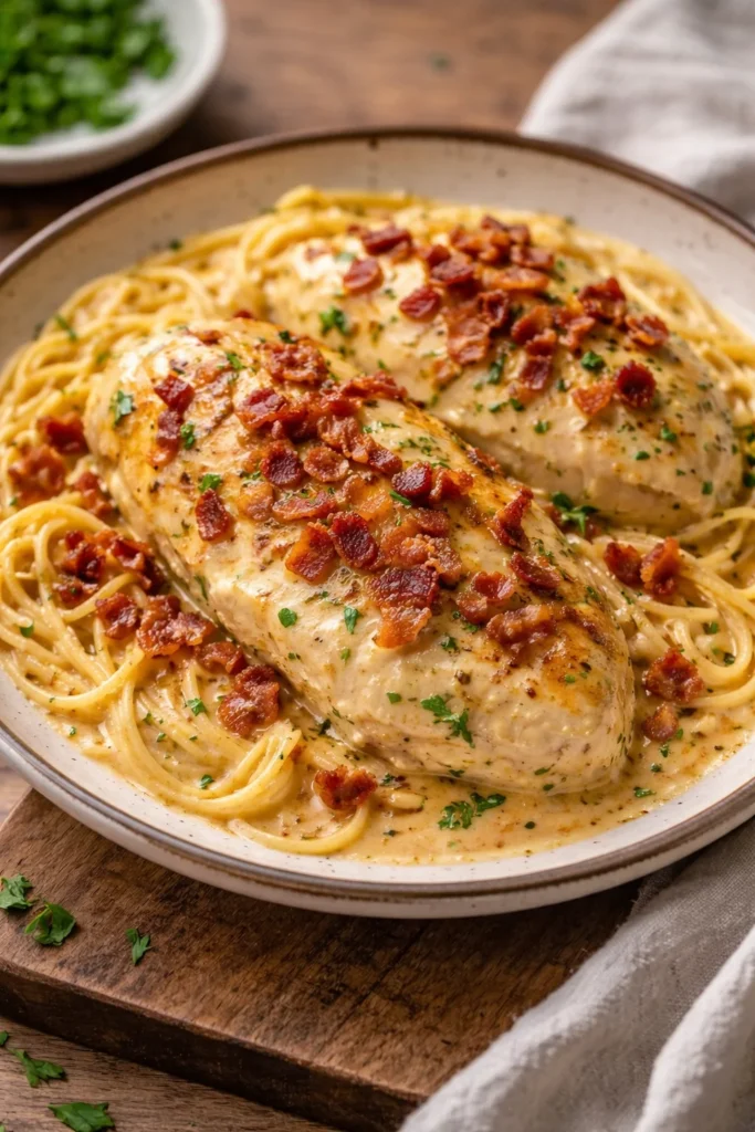 Delicious Crock Pot Crack Chicken served in a bowl with herbs