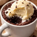 Delicious eggless mug brownie recipe prepared in a microwave.