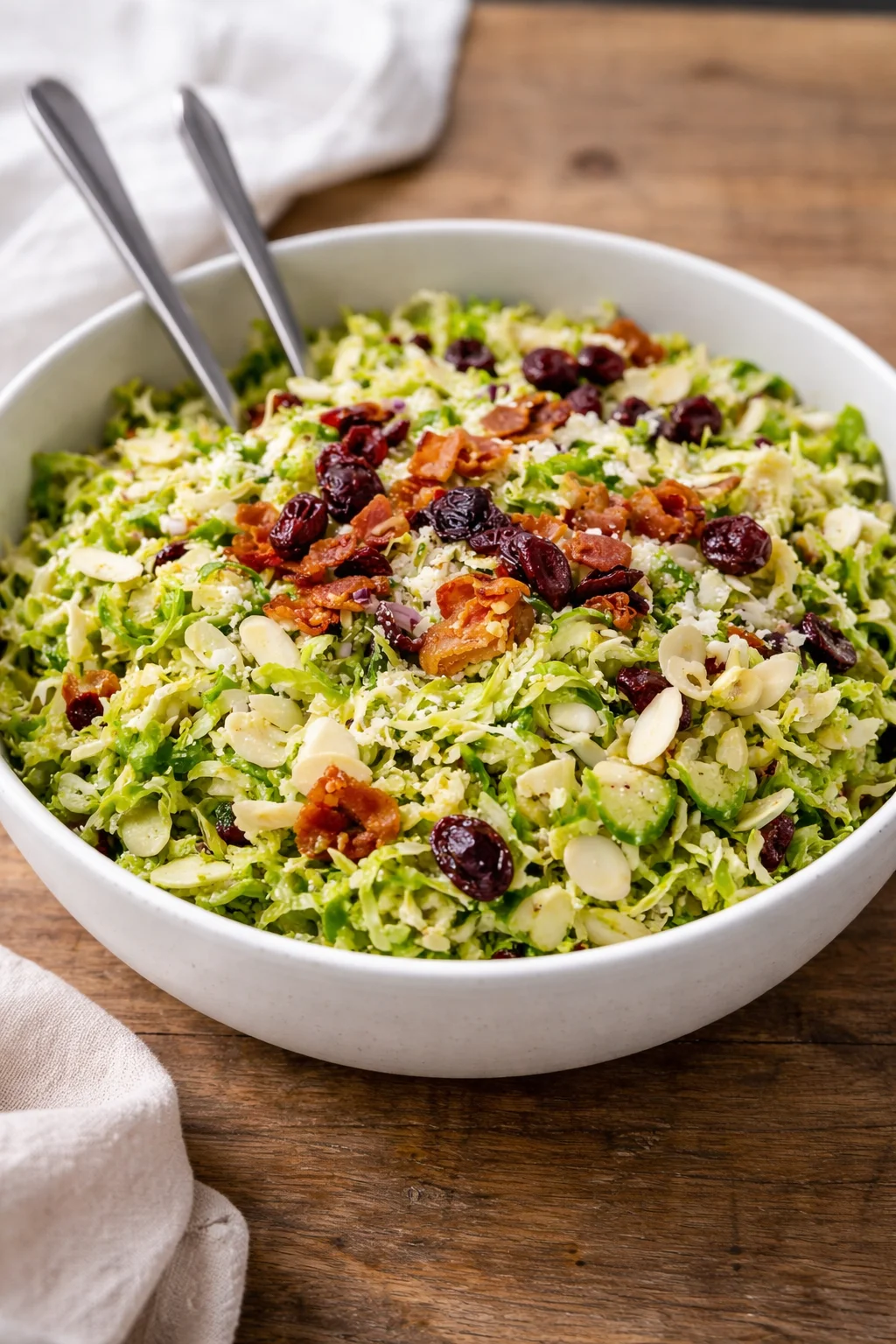 Easy shaved Brussels sprout salad with fresh ingredients and a light dressing