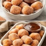 Delicious healthy air fryer churro bites served on a plate with cinnamon sugar.