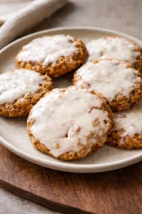 Delicious iced oatmeal cookies with a sweet glaze on top