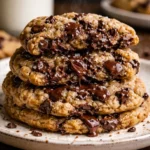 Jumbo bakery-style chocolate chip cookies on a cooling rack