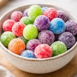 Bowl of Kool-Aid grapes ready to enjoy as a colorful summer snack.