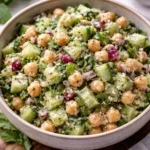 Plate of vibrant Lemon Greek Salad with vegetables, feta cheese, and lemon dressing