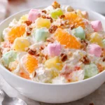 Delicious Marshmallow Ambrosia Fruit Salad with colorful fruits and marshmallows