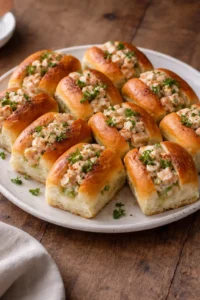 Tasty mini shrimp rolls served on a plate
