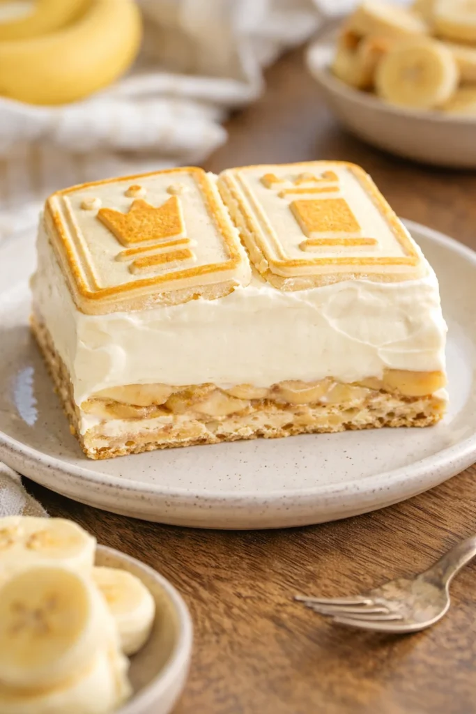 Delicious no-bake banana pudding topped with whipped cream and bananas
