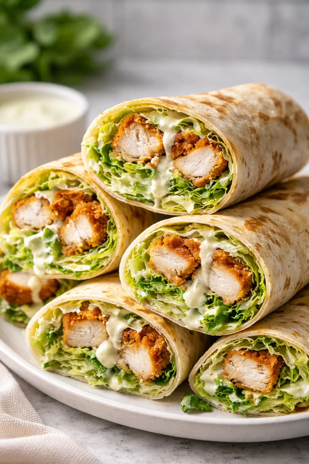Delicious Chicken Caesar Wrap filled with grilled chicken and fresh greens