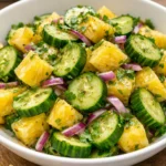 Vibrant pineapple cucumber salad with fresh ingredients in a bowl
