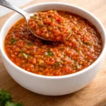 Homemade quick canned tomato salsa in a jar