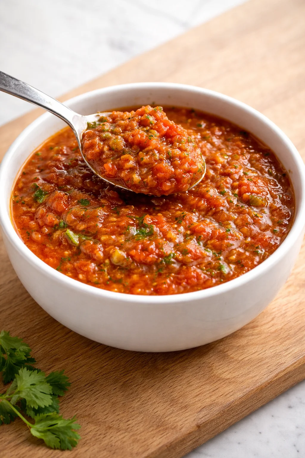 Homemade quick canned tomato salsa in a jar
