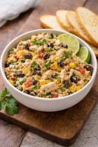 Colorful Southwest Chicken Salad with grilled chicken, beans, corn, and avocado