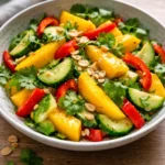 Delicious Thai Mango Salad with fresh mango, herbs, and spices.
