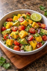 Avocado Mango Salad with zesty lime dressing in a bowl