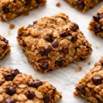 Banana Peanut Butter Oatmeal Bars ready to enjoy, healthy snack option.