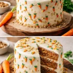 Delicious best ever carrot cake topped with cream cheese frosting