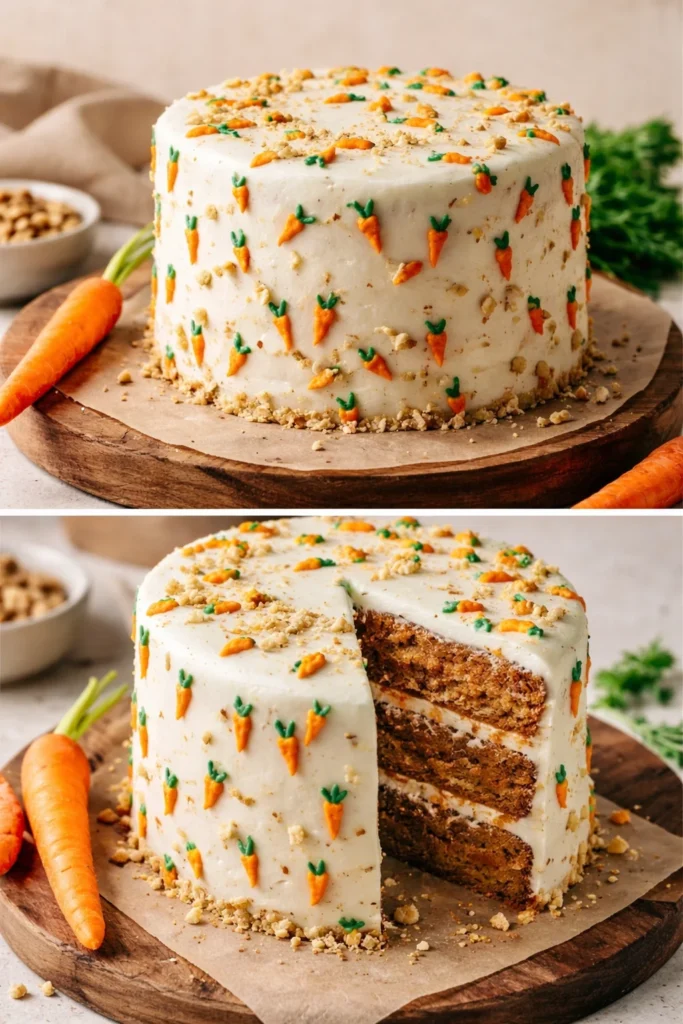 Delicious best ever carrot cake topped with cream cheese frosting