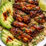 Delicious Hawaiian BBQ chicken served with grilled vegetables and pineapple.