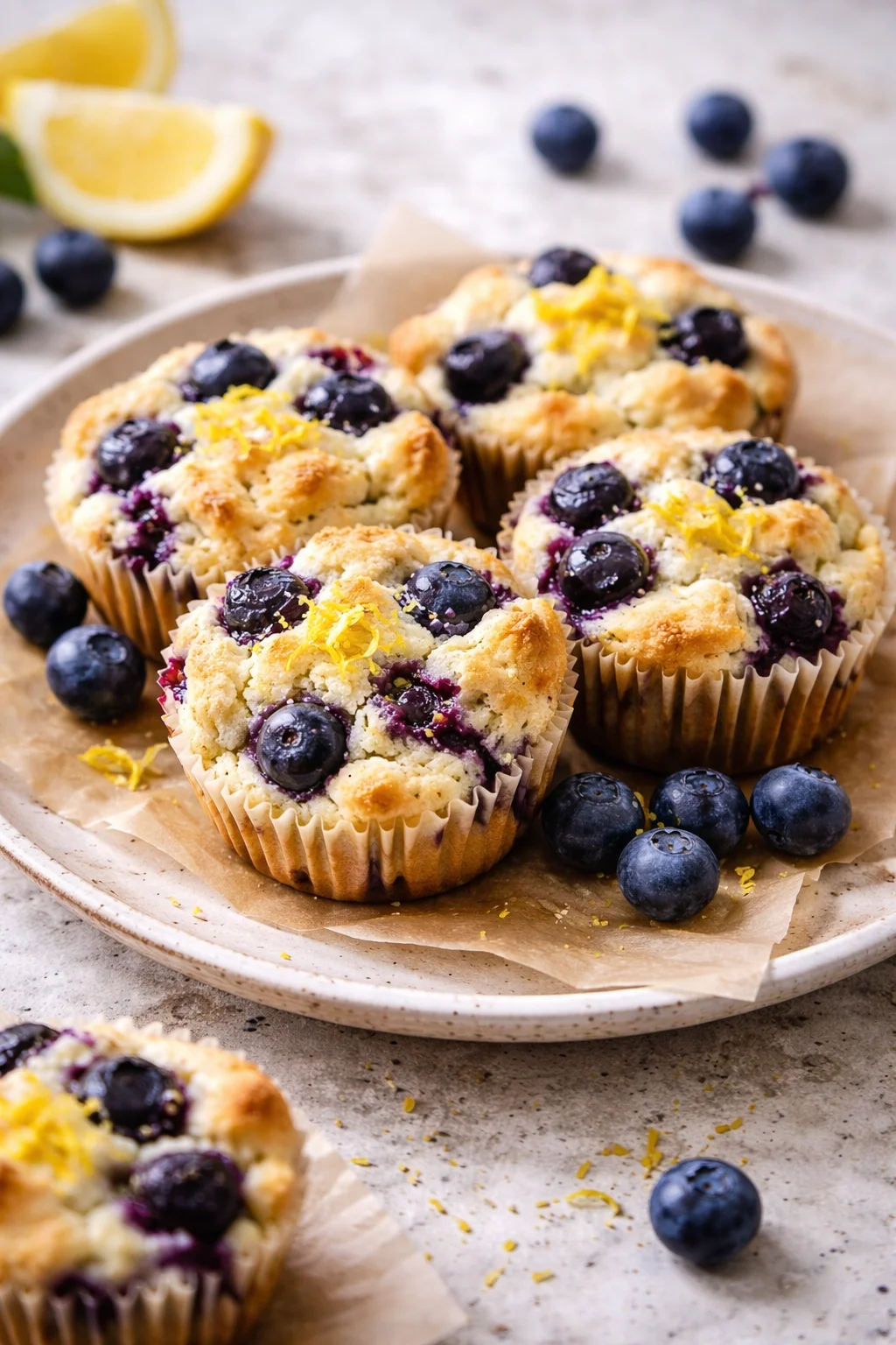 Blueberry and Lemon Zest Cottage Cheese Bites on a plate