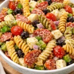 Classic Pasta Salad with fresh vegetables and dressing