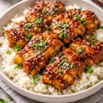 Delicious Honey Garlic Chicken Thighs garnished and ready to enjoy.