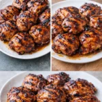 Grilled Huli Huli Chicken garnished with fresh herbs and a side of rice