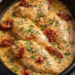 Creamy and delicious Marry Me Chicken served with herbs and spices
