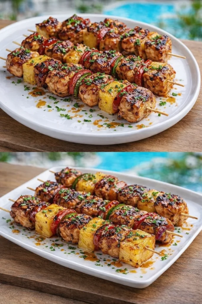 Grilled Pineapple Chicken Kabobs with vibrant vegetables and juicy pineapple