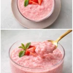 Delicious strawberry sago dessert with fresh strawberries and tapioca pearls