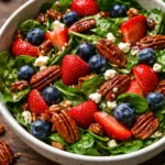 30-Minute Strawberry Spinach Salad with fresh strawberries and spinach leaves